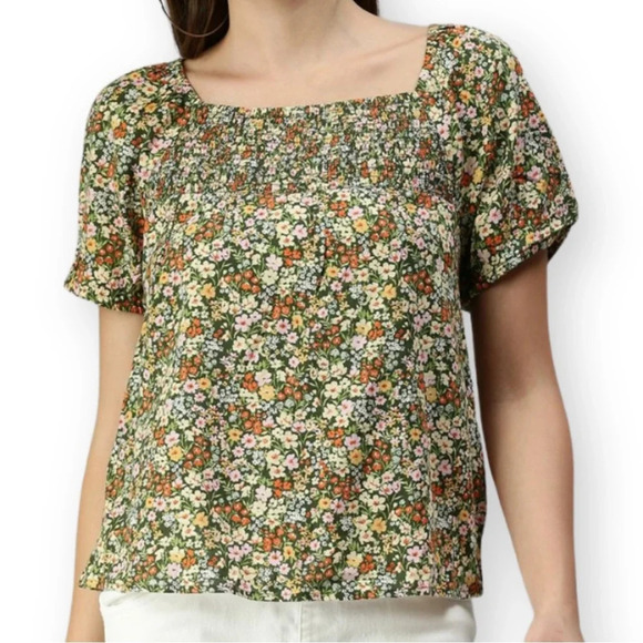 Old Navy Smocked-Yoke Floral-Print Swing Top for Women - Picture 1 of 8